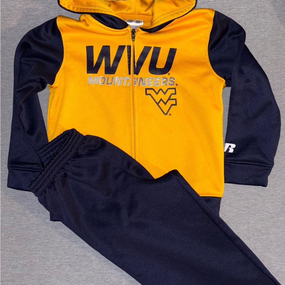 Russell Athletic Kids WVU Navy and Yellow Jogger Set